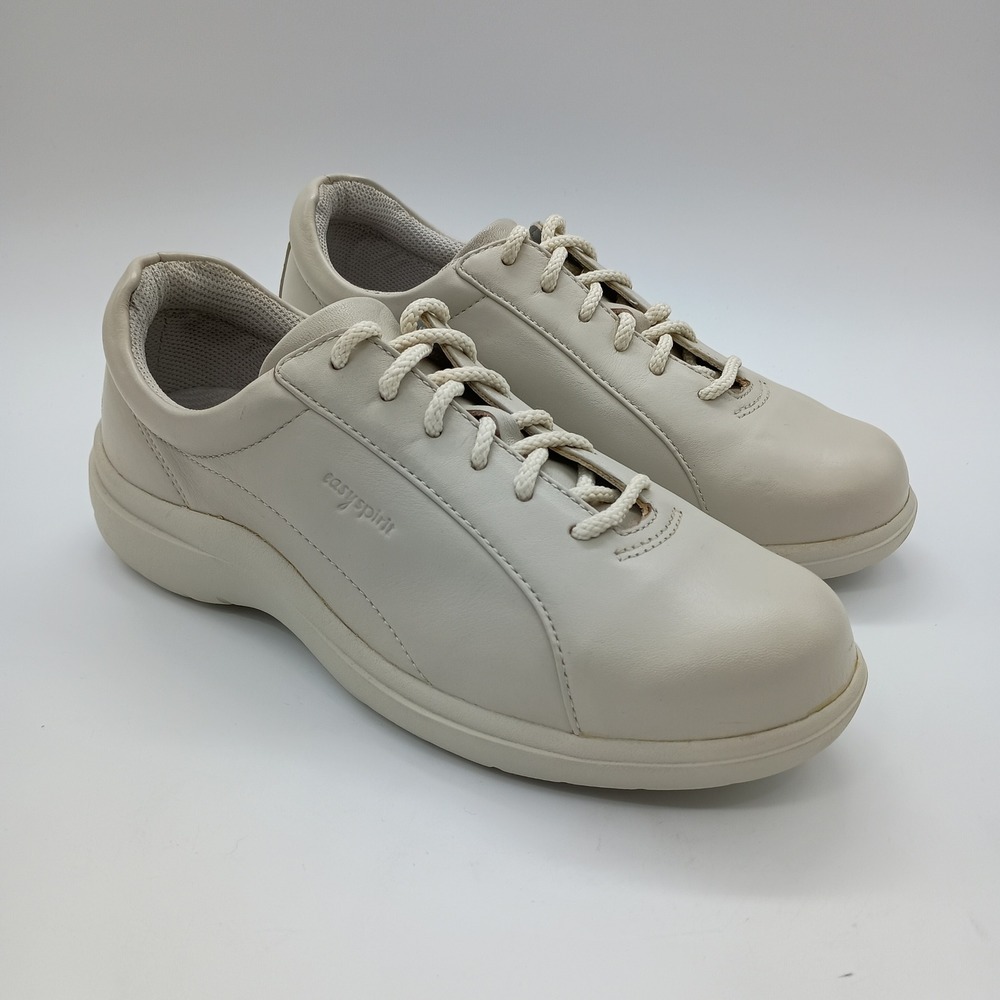 Easy Spirit Womens Walking Shoes‎ Beige Cream Leather Sneakers Size 6.5 M
